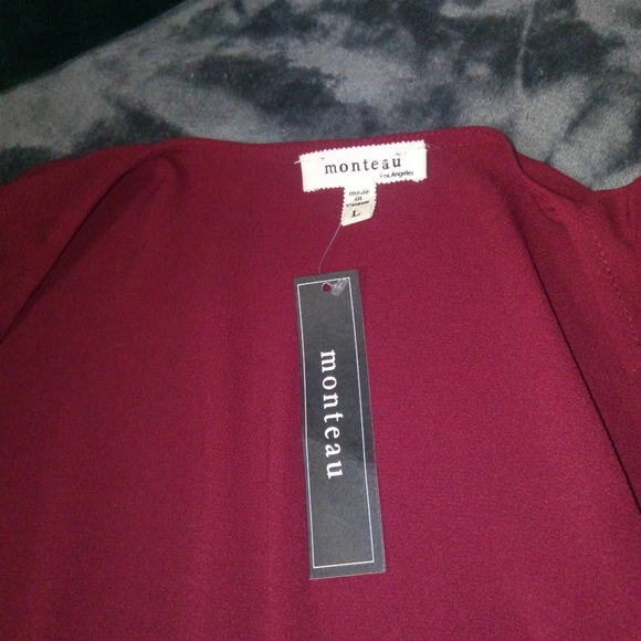 Monteau Wrap Dress With Peek A Boo Slit Sleeves Sz L NWT - Picture 11 of 14